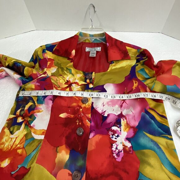 Simonton Says Splashed Floral Print Jacket Small Collard U neckline button up - Picture 7 of 10